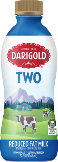 Product image of Darigold Two reduced fat milk bottle in the quart size