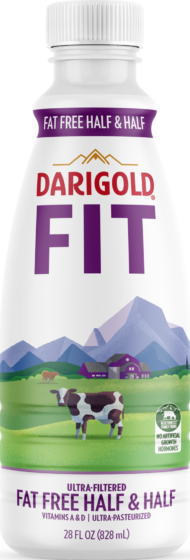 Product image of Darigold FIT fat free half & half in a 28 ounce bottle