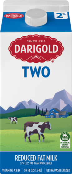 Product image of Darigold Two reduced fat milk carton in the 59oz size