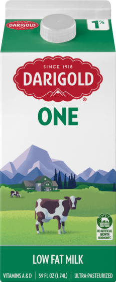 Product image of Darigold One low fat milk carton in the 59oz size