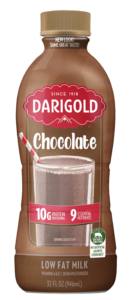 Product image of Darigold chocolate 1 percent low fat chocolate milk in a quart bottle