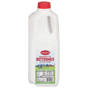 Bulgarian Darigold Buttermilk in a half gallon container with a red cap