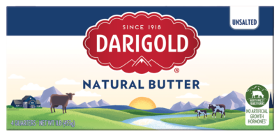 Product image of a one pound package of Darigold unsalted natural butter