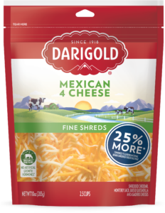 Product image of Darigold Mexican Shredded Cheese in a resealable 10 ounce bag