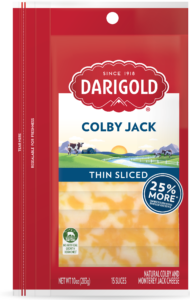 Product image of Darigold Colby Jack Sliced Cheese in a resealable 10 ounce bag