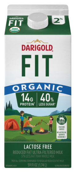 A 59oz carton of Darigold FIT organic milk 2% reduced fat
