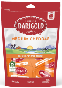 Product image of Darigold Medium Cheddar Snack Cheese in a resealable 7.5 ounce bag