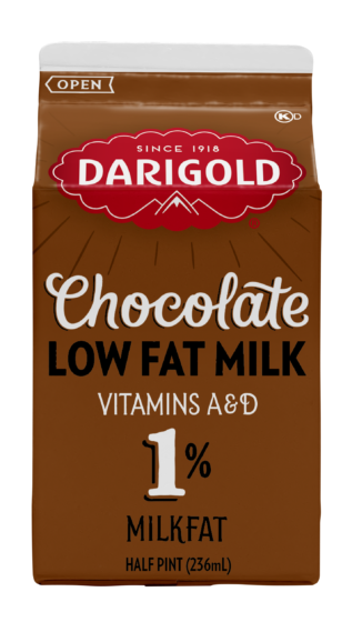 Product image of Darigold Chocolate Milk 1% in a half-pint carton