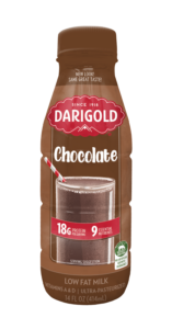 14 ounce Darigold low fat Chocolate Milk single serve bottle