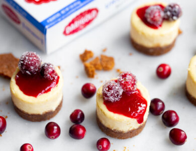 Mini cheesecakes with cranberries and Darigold butter