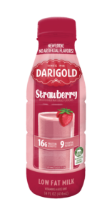 Product image of Darigold strawberry milk in a 14oz single serve bottle