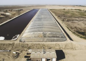 A covered manure lagoon in California