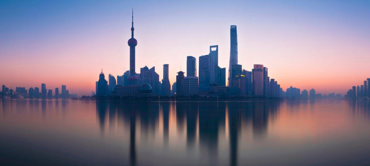 Stock image of Shanghai skyline during dusk